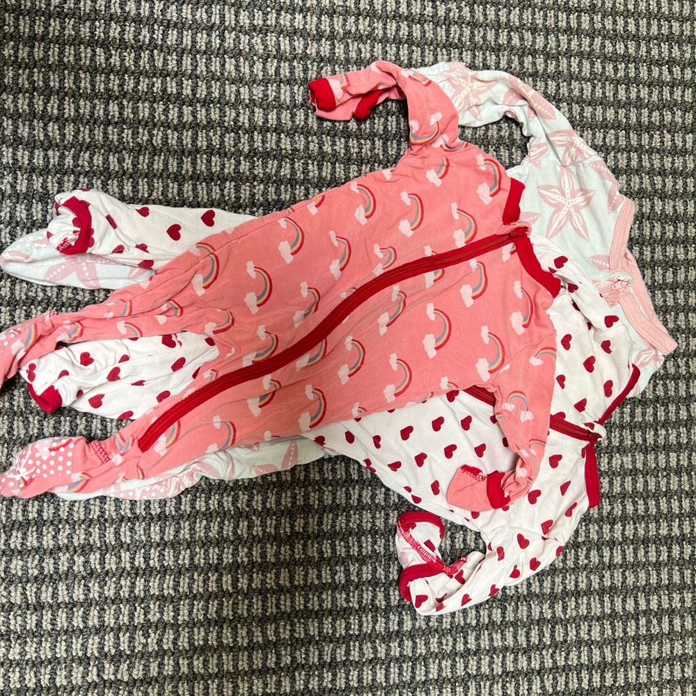 Kickee Pants Pink and White Footies